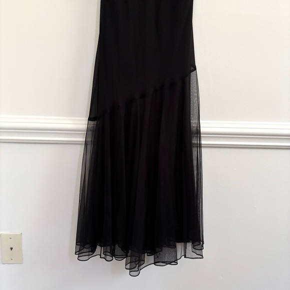 Vintage Black Beaded Asymmetric Sheath Dress Sz 16 Slip Fairy Whimsygoth Y2K - Picture 3 of 5